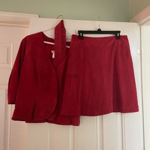 Gorgeous red suede suit, tailored sleeves